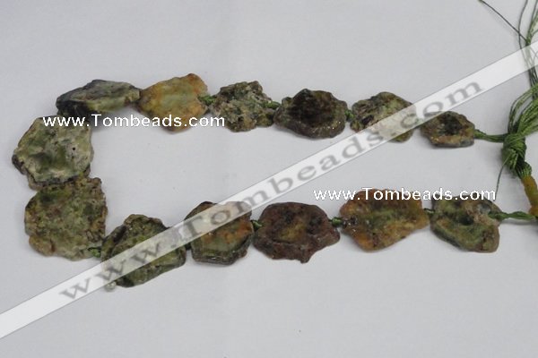 CNG1429 15.5 inches 20*30mm - 30*40mm freeform green garnet beads