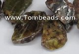 CNG1430 Top drilled 20*25mm - 30*40mm freeform green garnet beads