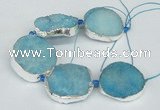 CNG1492 8 inches 30*35mm - 35*45mm freeform agate beads with brass setting