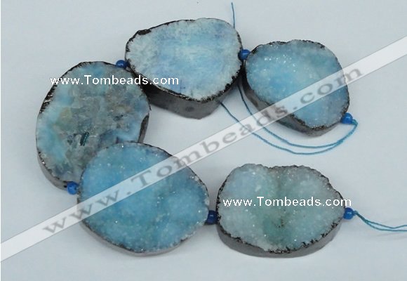 CNG1495 8 inches 30*35mm - 35*45mm freeform agate beads with brass setting