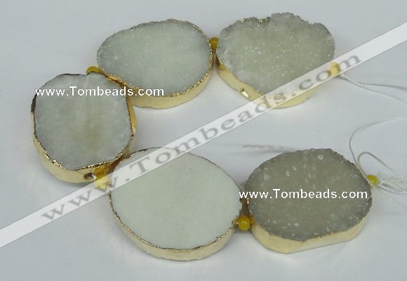 CNG1497 8 inches 30*35mm - 35*45mm freeform agate beads with brass setting