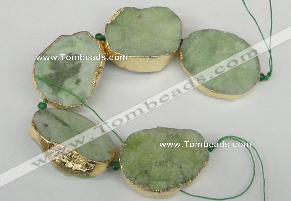 CNG1500 8 inches 30*35mm - 35*45mm freeform agate beads with brass setting