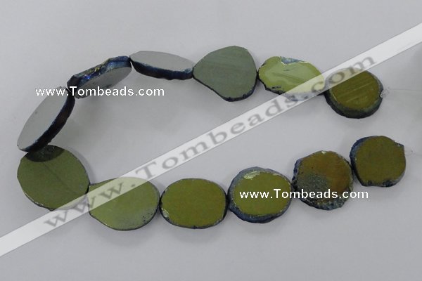 CNG1502 15.5 inches 22*25mm - 30*35mm freeform plated agate beads