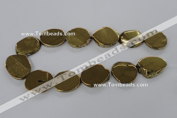 CNG1503 15.5 inches 22*25mm - 30*35mm freeform plated agate beads