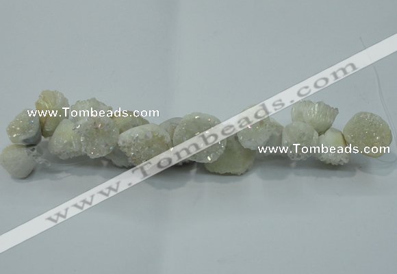 CNG1535 7.5 inches 10*14mm - 15*20mm nuggets plated druzy agate beads