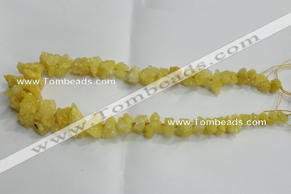 CNG1544 15.5 inches 6*8mm - 15*20mm nuggets plated druzy quartz beads