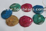 CNG1555 15.5 inches 50*52mm faceted freeform agate beads