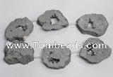 CNG1568 30*40mm - 40*50mm freeform plated druzy agate beads