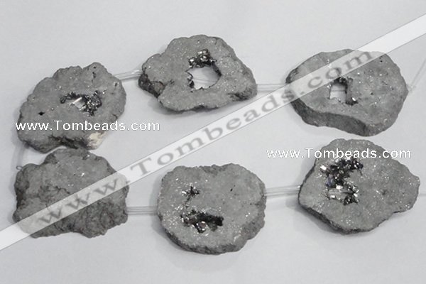 CNG1568 30*40mm - 40*50mm freeform plated druzy agate beads