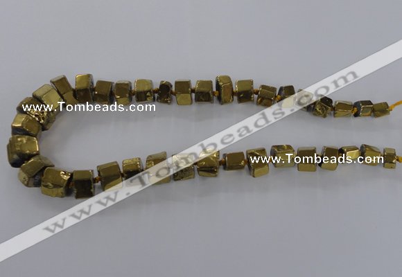 CNG1582 15.5 inches 8*12mm - 12*20mm nuggets plated quartz beads