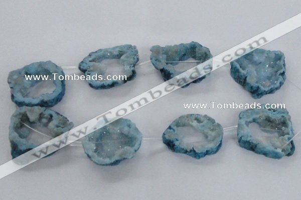 CNG1589 15.5 inches 30*35mm - 35*40mm freeform plated druzy agate beads