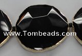 CNG1600 8 inches 38*45mm - 45*48mm freeform agate beads with brass setting