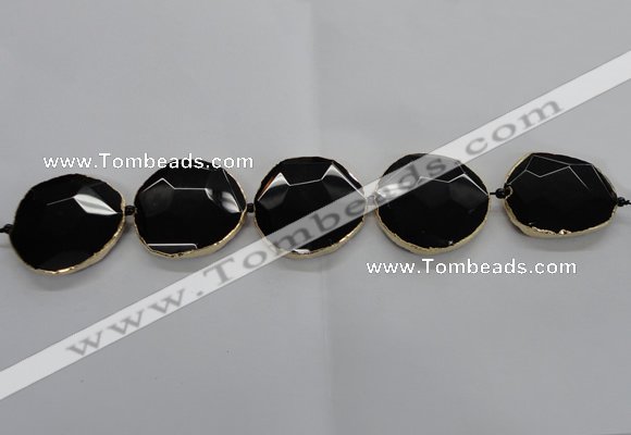 CNG1600 8 inches 38*45mm - 45*48mm freeform agate beads with brass setting