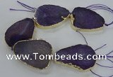 CNG1622 8 inches 35*50mm - 45*55mm freeform agate beads with brass setting