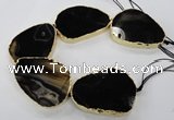 CNG1625 8 inches 40*50mm - 50*60mm freeform agate beads with brass setting