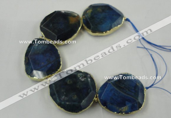 CNG1638 8 inches 40*45mm - 45*50mm freeform agate beads with brass setting