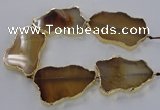 CNG1650 8 inches 35*50mm - 45*65mm freeform agate beads with brass setting