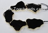 CNG1653 8 inches 35*50mm - 45*65mm freeform agate beads with brass setting