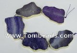 CNG1688 8 inches 35*50mm - 45*65mm freeform agate beads with brass setting