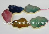 CNG1690 8 inches 35*50mm - 45*65mm freeform agate beads with brass setting