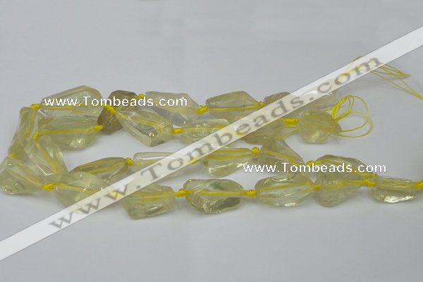 CNG1702 15.5 inches 15*20mm - 18*35mm nuggets lemon quartz beads