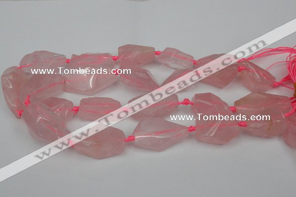 CNG1703 15.5 inches 15*20mm - 18*38mm nuggets rose quartz beads