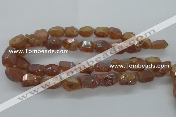 CNG1798 13*18mm - 15*20mm faceted nuggets plated quartz beads