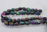 CNG1799 13*18mm - 15*20mm faceted nuggets plated quartz beads