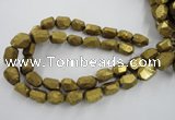 CNG1801 13*18mm - 15*20mm faceted nuggets plated quartz beads