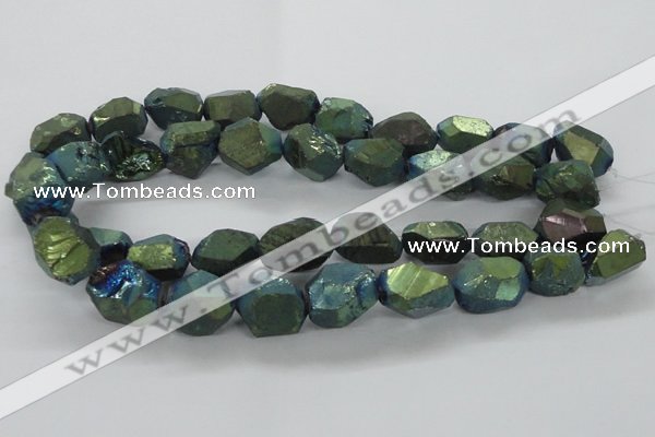 CNG1802 13*18mm - 15*20mm faceted nuggets plated quartz beads