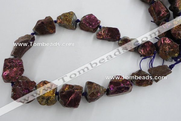 CNG1811 15.5 inches 15*20mm - 20*25mm nuggets plated rose quartz beads