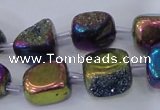 CNG2002 15.5 inches 8*12mm - 10*15mm nuggets plated quartz beads