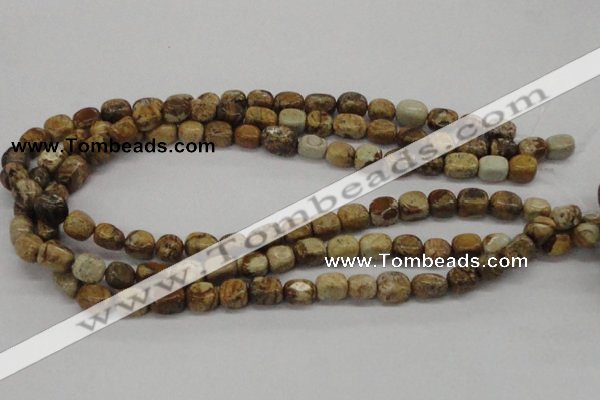 CNG208 15.5 inches 8*10mm nuggets picture jasper gemstone beads