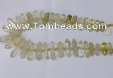 CNG2150 15.5 inches 8*25mm - 10*40mm faceted nuggets lemon quartz beads