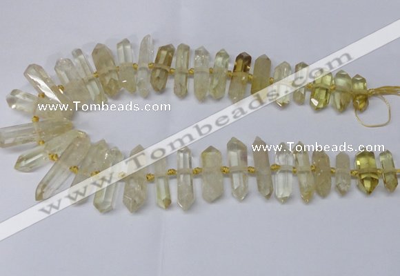 CNG2150 15.5 inches 8*25mm - 10*40mm faceted nuggets lemon quartz beads