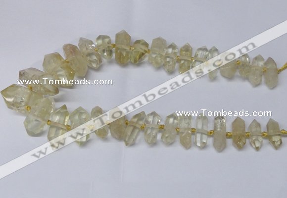 CNG2151 15.5 inches 10*25mm - 15*40mm faceted nuggets lemon quartz beads