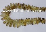 CNG2153 15.5 inches 8*25mm - 10*40mm faceted nuggets lemon quartz beads