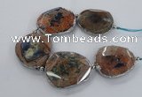 CNG2178 8 inches 40*45mm - 45*50mm freeform agate beads with brass setting