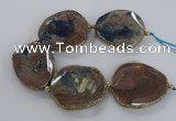 CNG2181 8 inches 40*45mm - 45*50mm freeform agate beads with brass setting