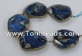 CNG2182 8 inches 40*45mm - 45*50mm freeform agate beads with brass setting