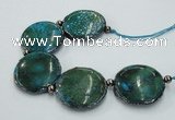 CNG2194 7.5 inches 35mm flat round agate beads with brass setting