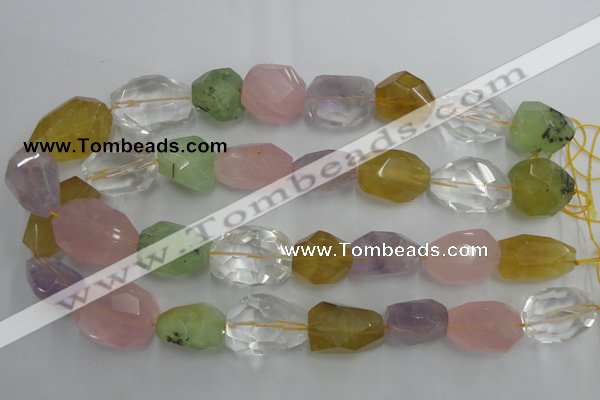 CNG237 15.5 inches 15*20mm – 15*30mm faceted nuggets mixed quartz beads