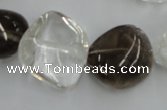 CNG238 15.5 inches 15*22mm nuggets smoky quartz & crystal beads