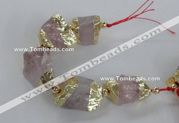 CNG2386 7.5 inches 15*25mm - 20*30mm nuggets rose quartz beads