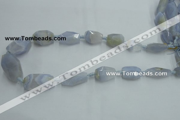 CNG242 15*18mm - 18*28mm faceted nuggets blue chalcedony beads