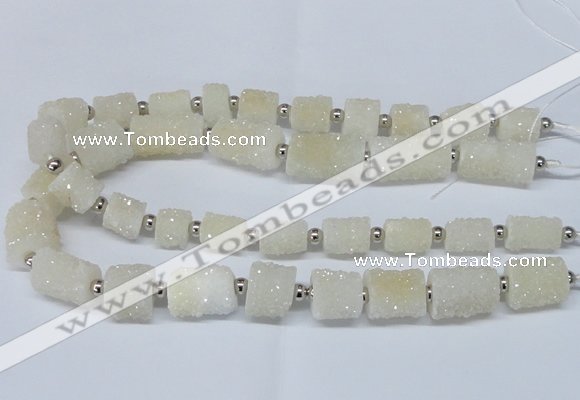 CNG2430 15.5 inches 11*14mm - 14*20mm tube druzy quartz beads