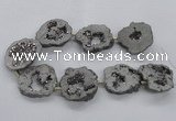 CNG2498 15.5 inches 30*40mm - 40*50mm freeform plated druzy agate beads