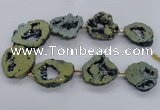 CNG2500 15.5 inches 30*40mm - 40*50mm freeform plated druzy agate beads