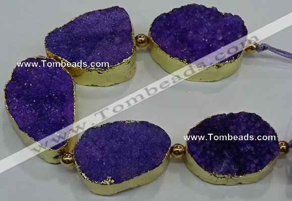 CNG2560 7.5 inches 25*35mm - 30*40mm freeform druzy agate beads