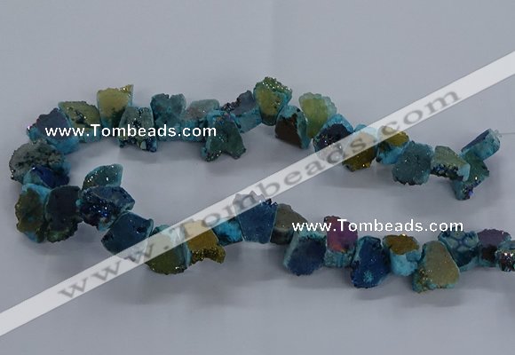 CNG2589 15.5 inches 13*18mm - 15*25mm nuggets plated druzy agate beads